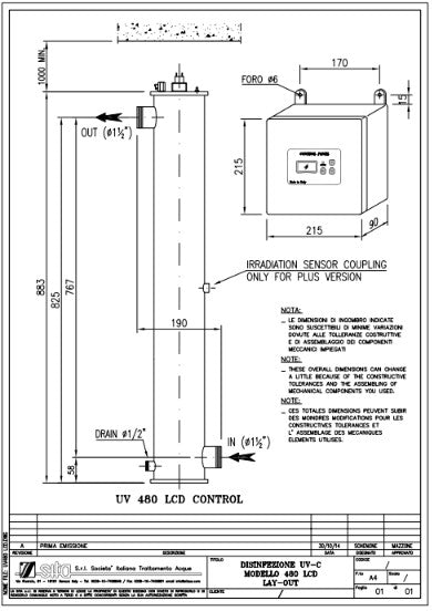 SISTEMA UV SITA 480 AL2, 22 GPM, SS304, 1 1/2" / 027058/Y