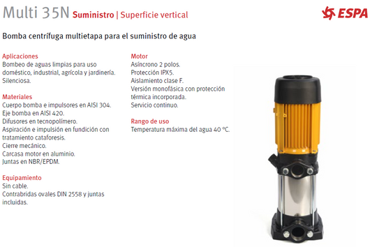 Bomba Vertical ESPA Multi 35 4 - 3 HP
