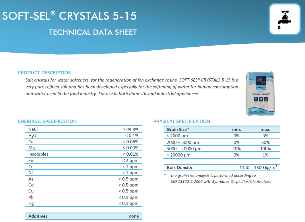 Sal para suavizadores - CRYSTALS, saco de 25 kg