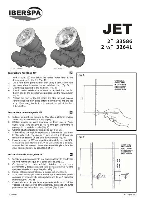JET PARA SPA 2" AGUA D.50 / Aire D.32 / 33586 - blanco hueso
