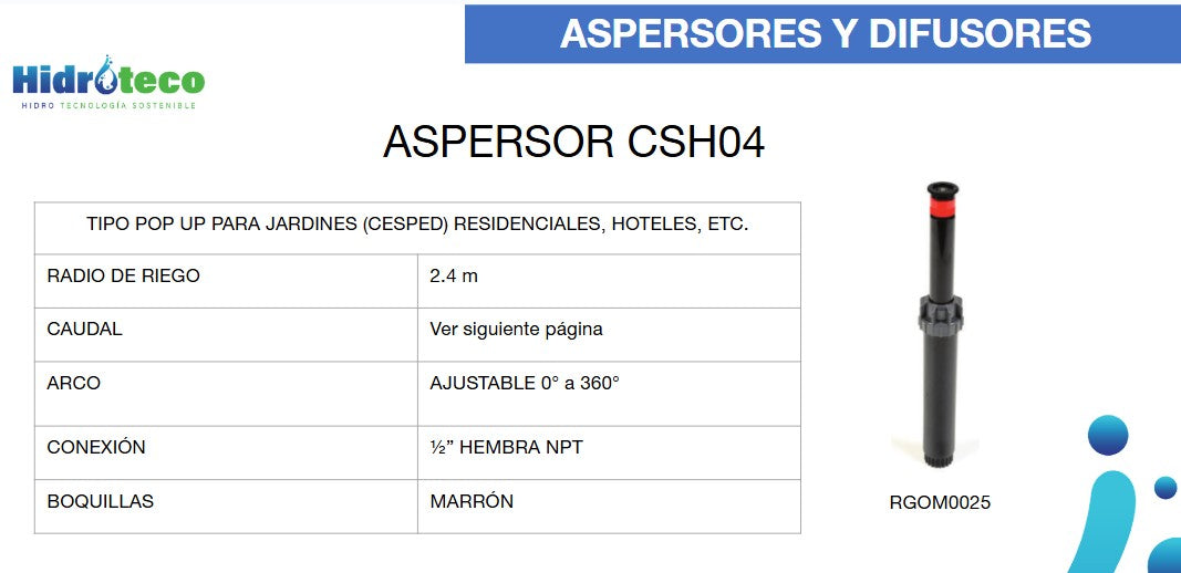 ASPERSOR CSH04 RADIO DE 1.5-3 M CONEXION 1/2" / 57610