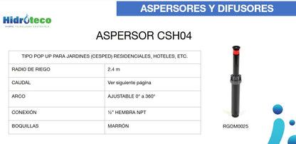 ASPERSOR CSH04 RADIO DE 1.5-3 M CONEXION 1/2" / 57610