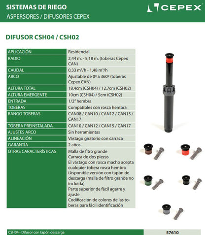 ASPERSOR CSH04 RADIO DE 1.5-3 M CONEXION 1/2" / 57610