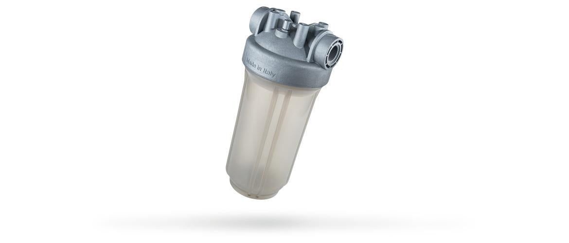 Carcasa para filtro BIG 10 transparente - MONO Antimicrobiana 4.5"x10", 1-1/2" NPT