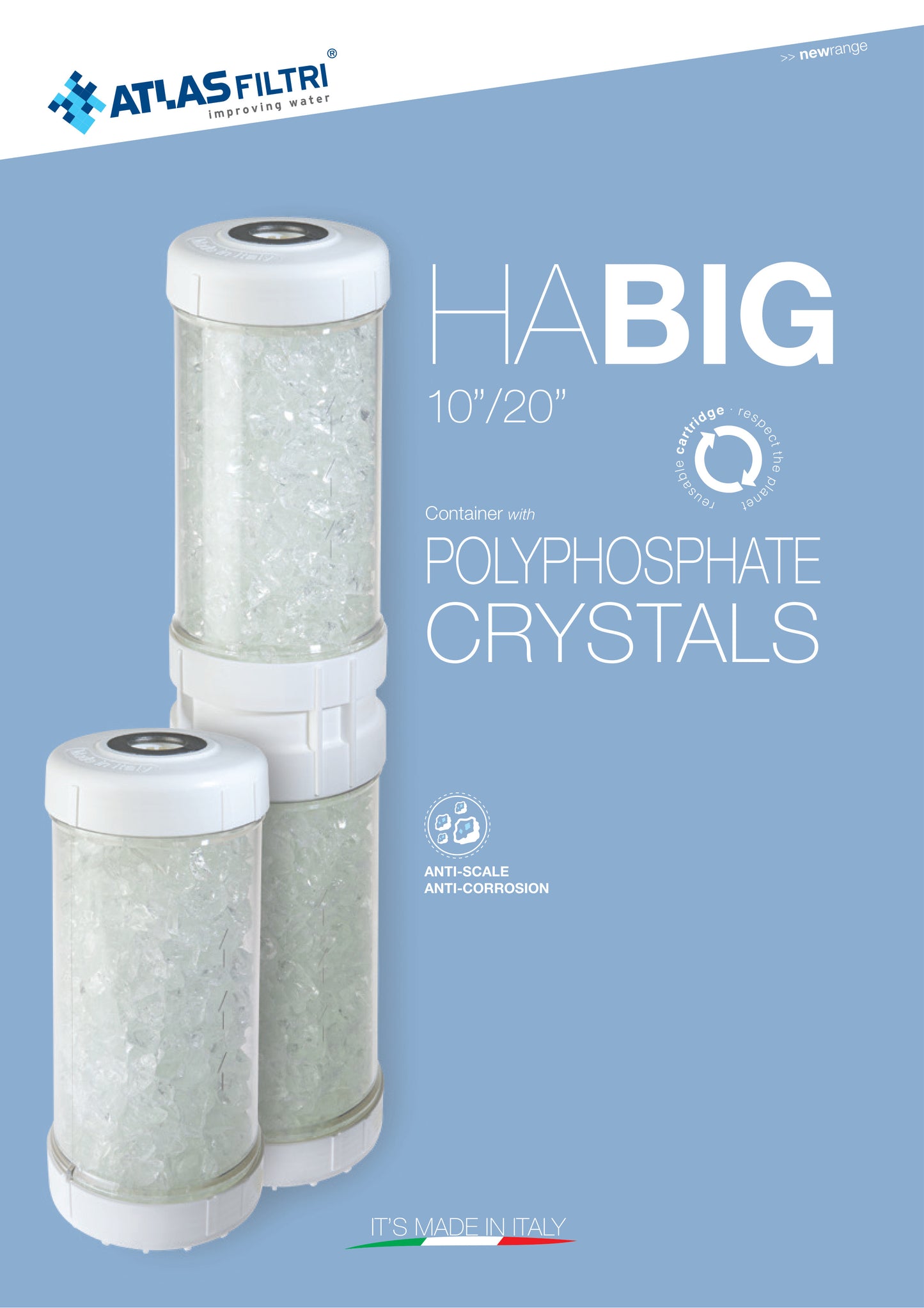 Cartucho rellenable con cristales de Polifosfato 4.5"x20"