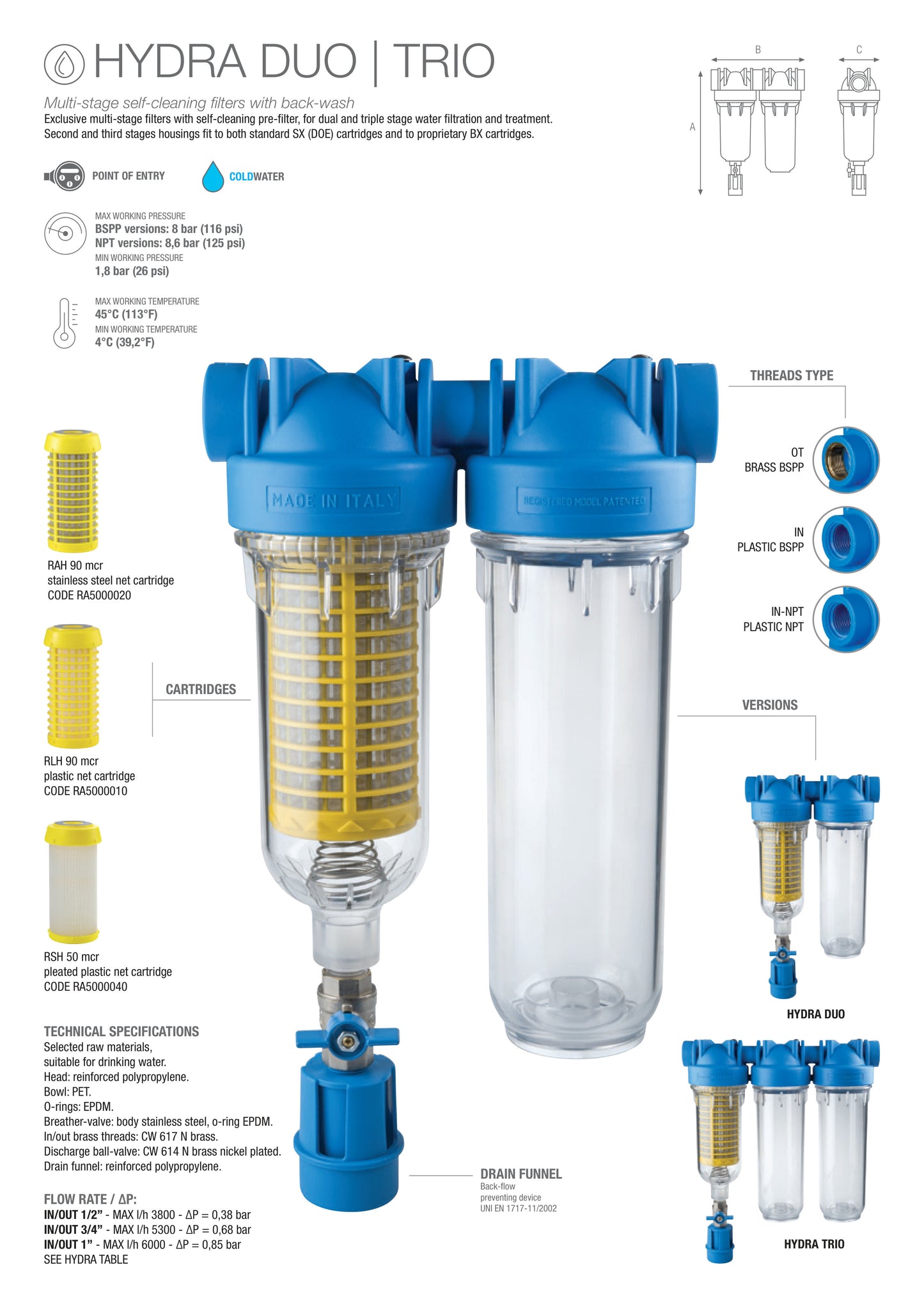 Filtro auto limpiante Hydra Trio 1" NPT