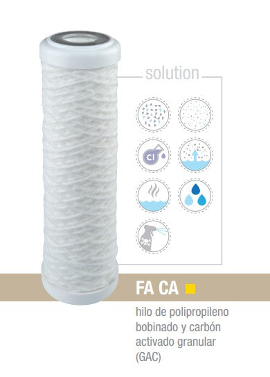 Cartucho de Hilo con Carbón activado Granular 10 micras, 2.5"x10"