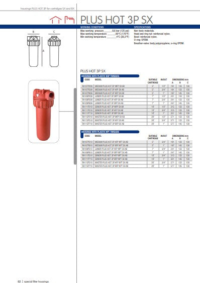 Carcasa para agua caliente Master Plus Hot 3P 10"