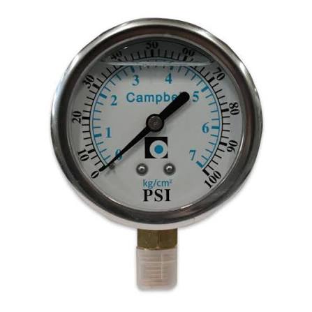 MANOMETRO C/GLICERINA PFQ 0-100PSI 2 1/2 - CONEXIÓN DE 1/4" NPT