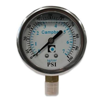 MANOMETRO C/GLICERINA PFQ 0-100PSI 2 1/2 - CONEXIÓN DE 1/4" NPT