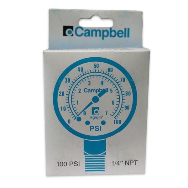 MANOMETRO C/GLICERINA PFQ 0-100PSI 2 1/2 - CONEXIÓN DE 1/4" NPT