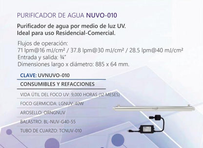 Lámpara UV 10 gpm NUVO