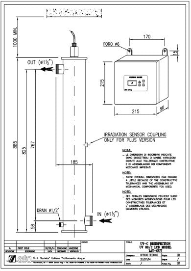 SISTEMA UV SITA 80/2 LCD2, 53 GPM, SS304, 1-1/2" / LCD3025
