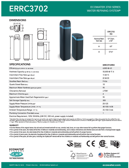 Suavizador y acondicionador de agua ECOWATER ERR3702 R50 - WiFi