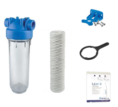 COMBO 1:  filtración de sedimentos para punto de uso - 5 micras - carcasa transparente