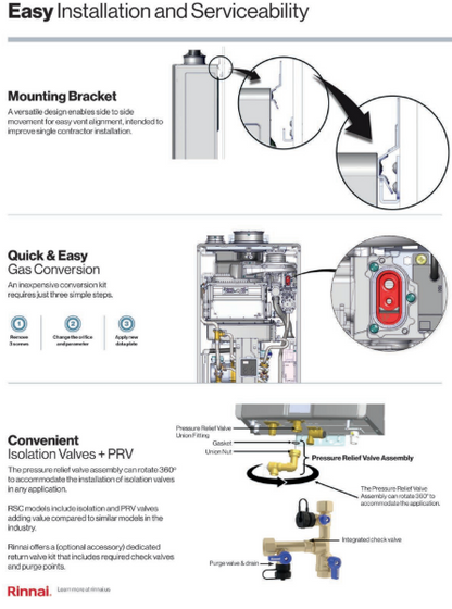Calentador de paso RINNAI RSC199iP - condensados 199,000 btu/hr