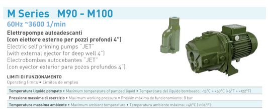 Bomba SAER Jet M90 0,75HP, 110/220V