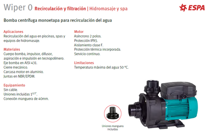 Bomba para jacuzzi WIPER 0 - 1 HP