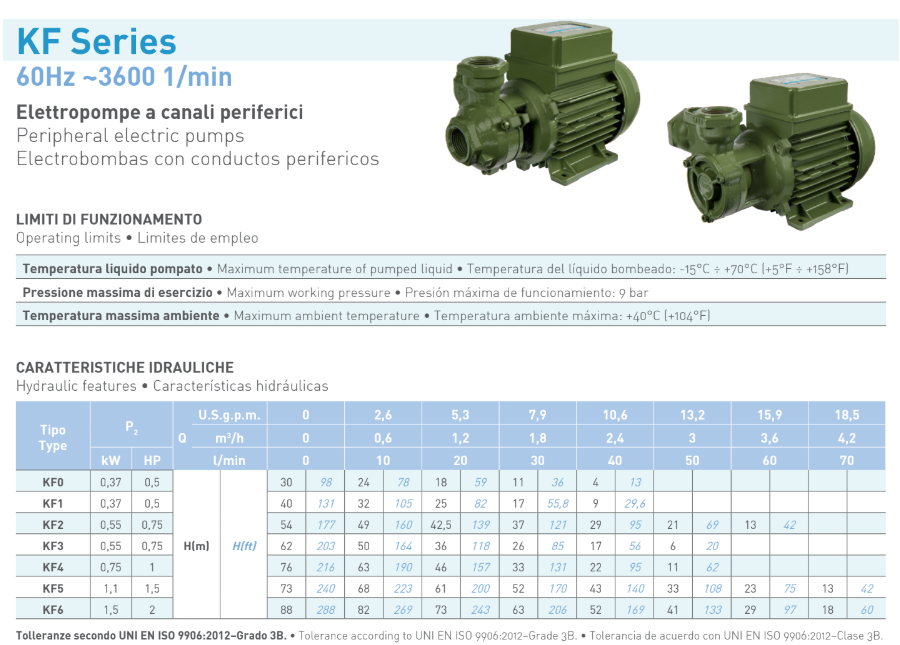 Bomba periférica SAER KF1, 0.5HP, 110/220V
