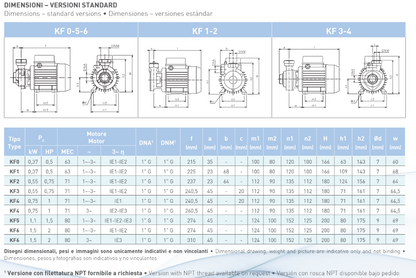 Bomba periférica SAER KF1, 0.5HP, 110/220V