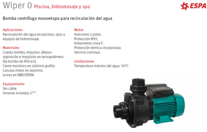 Bomba para jacuzzi - WIPER 0 70M, 0.5HP, 115V