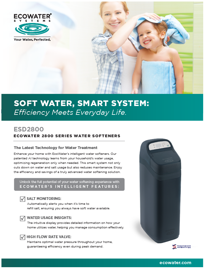 Suavizador ECOWATER ESD2800 R25- 1 ft3 - 22.8 gpm