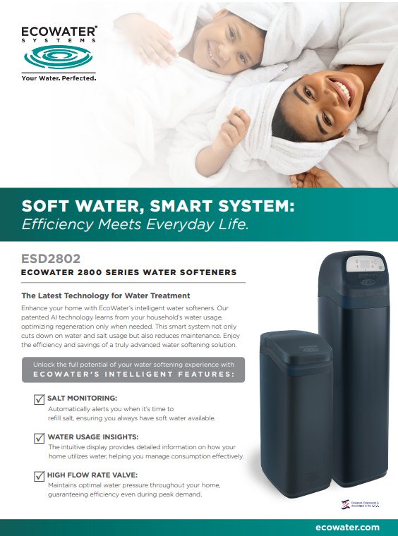 Suavizador ECOWATER ESD2802 R39 de 2ft3 - 25 gpm