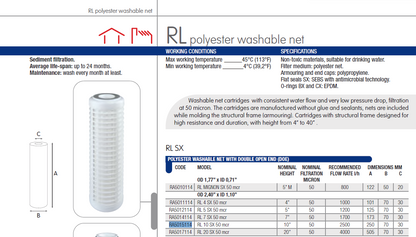 Cartucho lavable para sedimentos RL SX 2.5"x10!