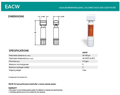 Filtro alcalino para remineralizar el agua después de osmosis inversa y subir pH