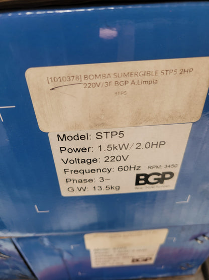 BOMBA SUMERGIBLE STP5 2HP 220V 3F - BGP