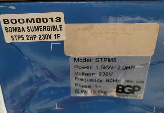 BOMBA SUMERGIBLE STPM5 2HP 220V 1F - BGP