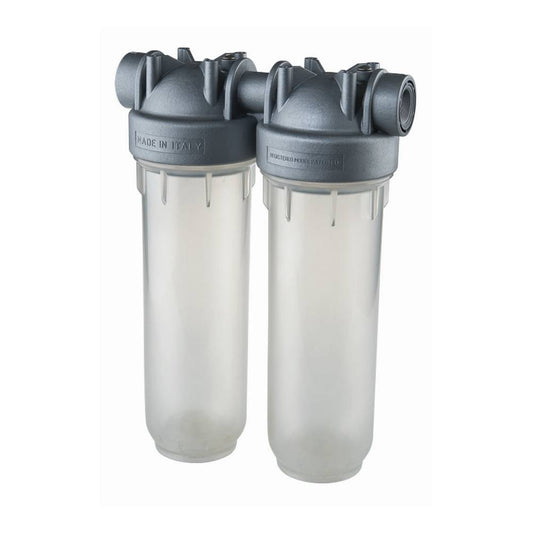 Carcasa doble para filtros con tecnología MICROBAN (antimicrobiana) - 2.5"x10"