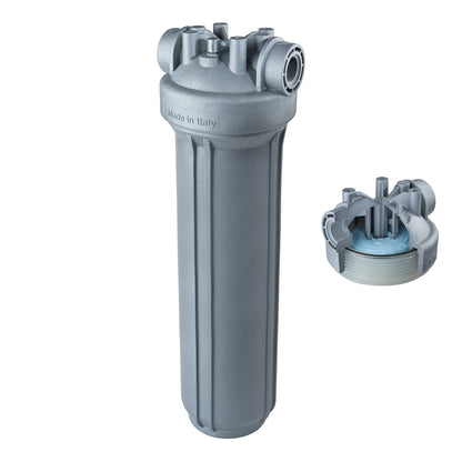 Carcasa para filtro gris - MONO Antimicrobiana 2.5"x10", 3/4" NPT
