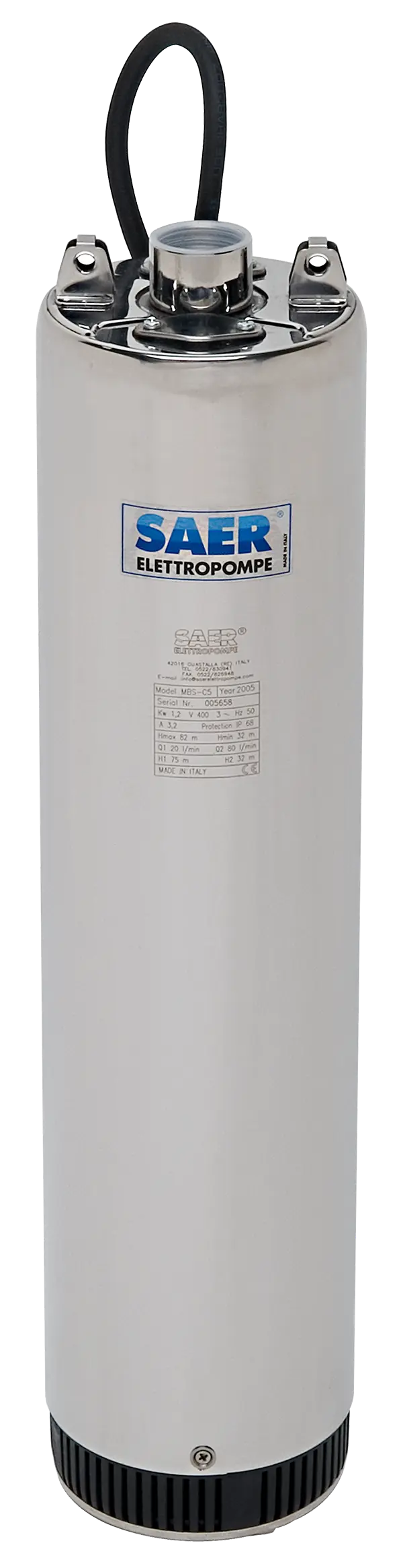Bomba sumergible SAER 6MBS X/3, 1.2HP, 230V